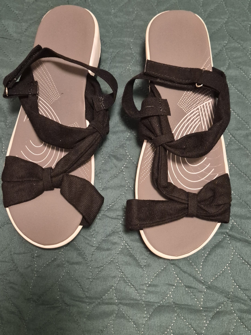 Women’s Black Bow Strap Sandals - Casual Summer Slip-On